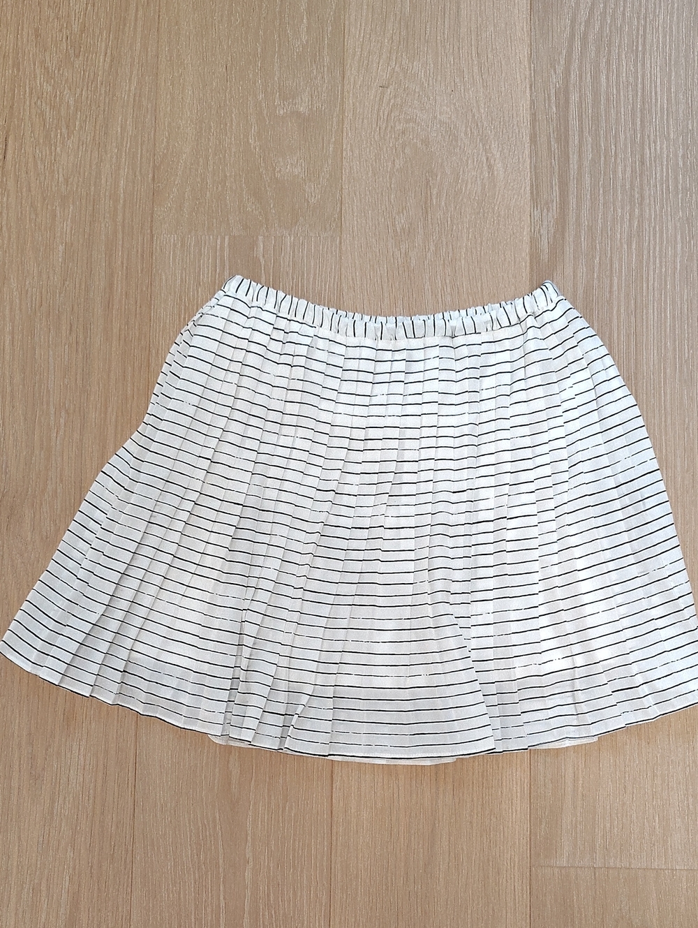 Banana Republic White Pleated Skirt with Black Stripes